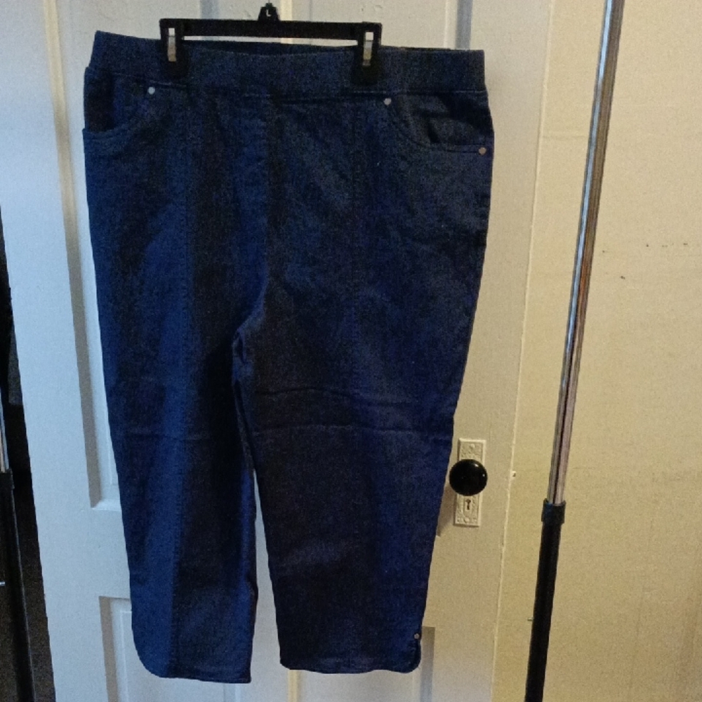 Alfred Dunner Dark Blue Cotton Blend Pants